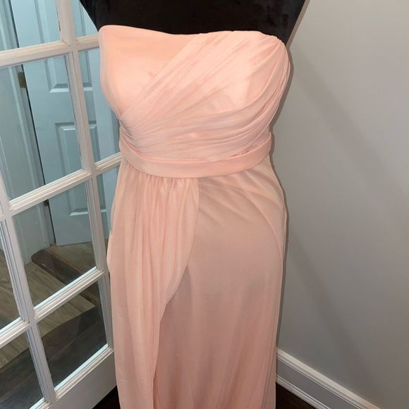 David’s Bridal Long Strapless Mesh Dress with Side Draping Size 6 - Picture 5 of 7